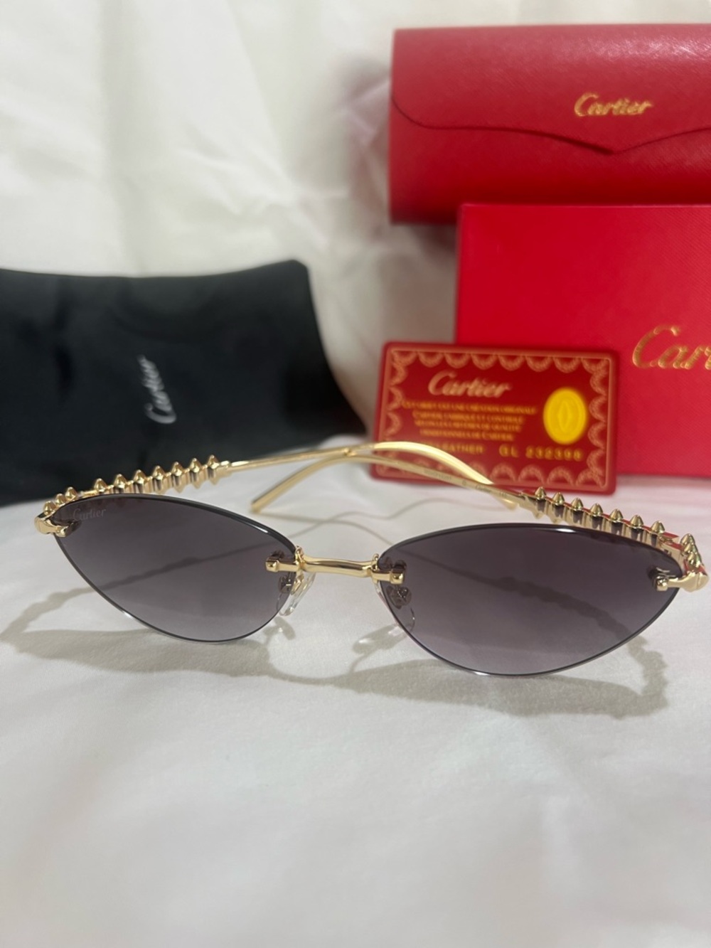 Cartier Gold Frame Gray Lens Women's Sunglasses
